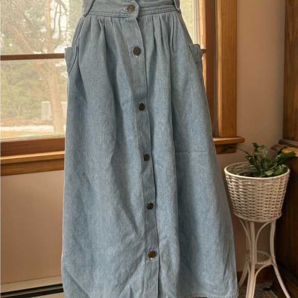Vintage 80s Zena denim skirt button down western boho cottage - Picture 2 of 11
